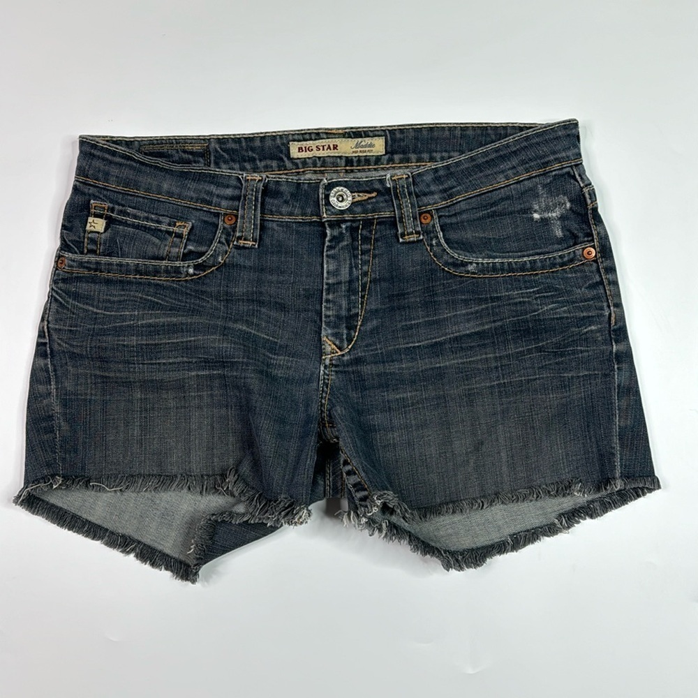 Big Start Madde Mid Rise Fit Denim Raw Hem Jean Shorts 29 Regular